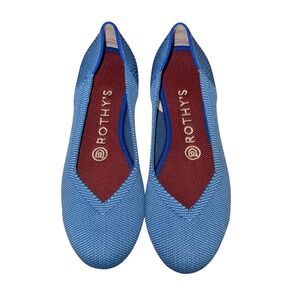 Rothys The Flat Indigo Mini Stripe Ballet Flats Womens 6 Pre-Owned Round Toe Eco
